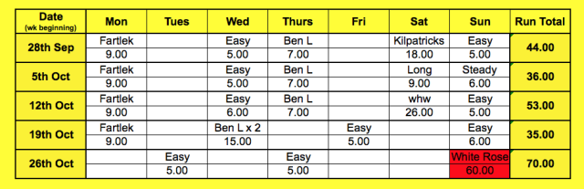 Training Plan for White Rose Ultra | John Kynaston's ultra running diary