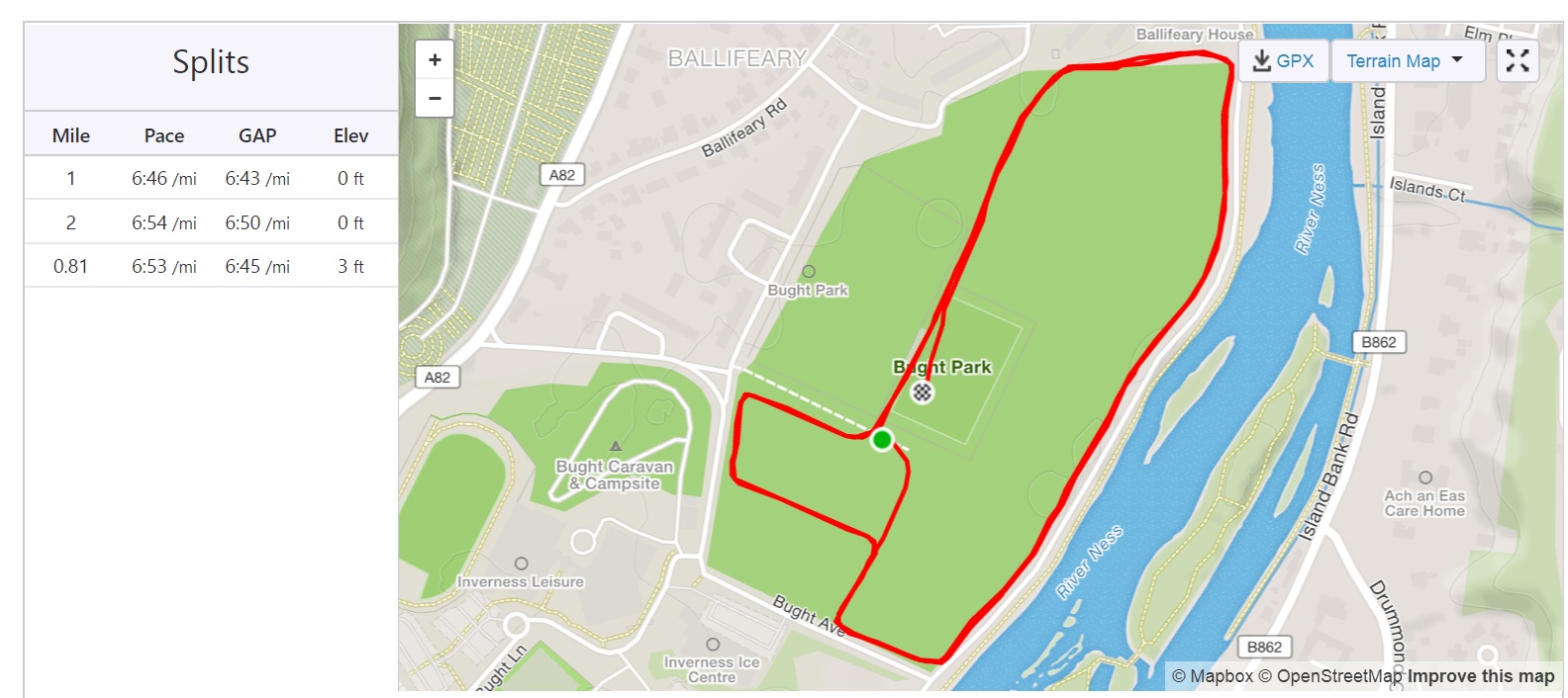 Inverness parkrun map